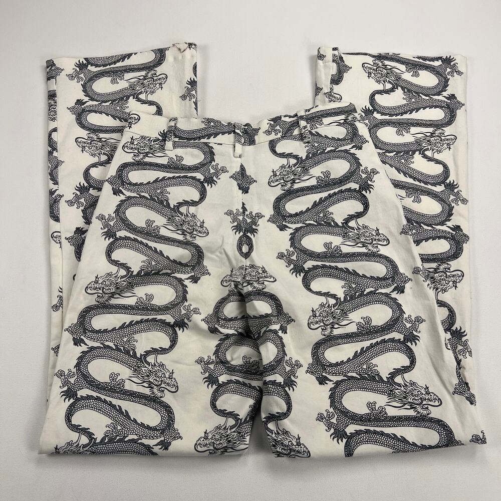 MOTEL Rocks Zoven Trousers Dragon Rope White High Waist 32" Inseam Size M - Picture 10 of 14